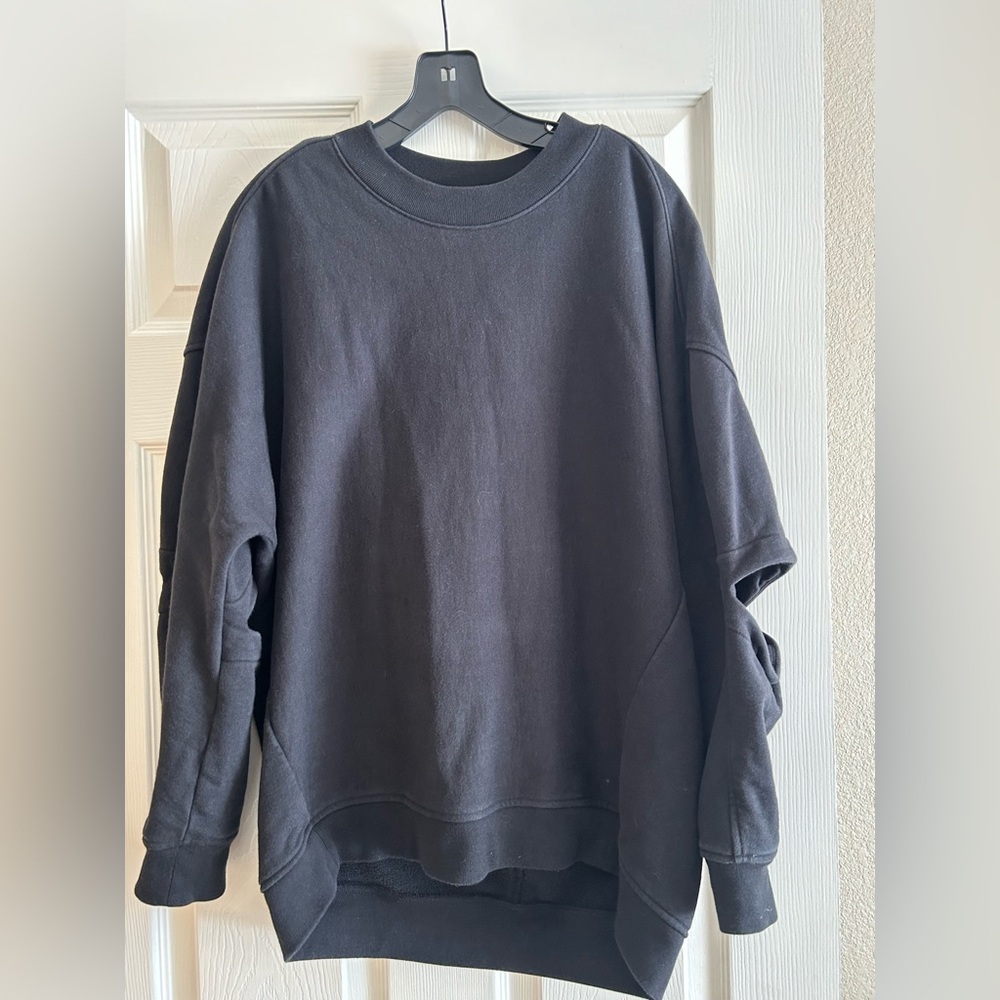 Tibi Cocoon Crewneck Black Cotton Sweatshirt Size S $295 - Picture 8 of 11